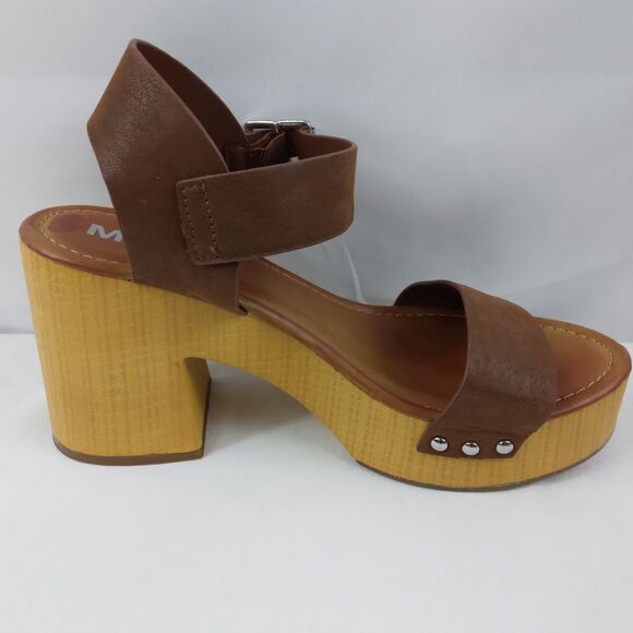 MIA Nira Open Toe Platform Sandal Brown Faux Wood Heel Boho Y2K Womens Size 8.5 - Picture 8 of 10